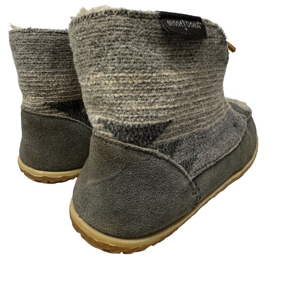 Minnetonka Torrey Lace Up Bootie Womens 8 M Leather Wool Blend Faux Fur Lining - Picture 15 of 16